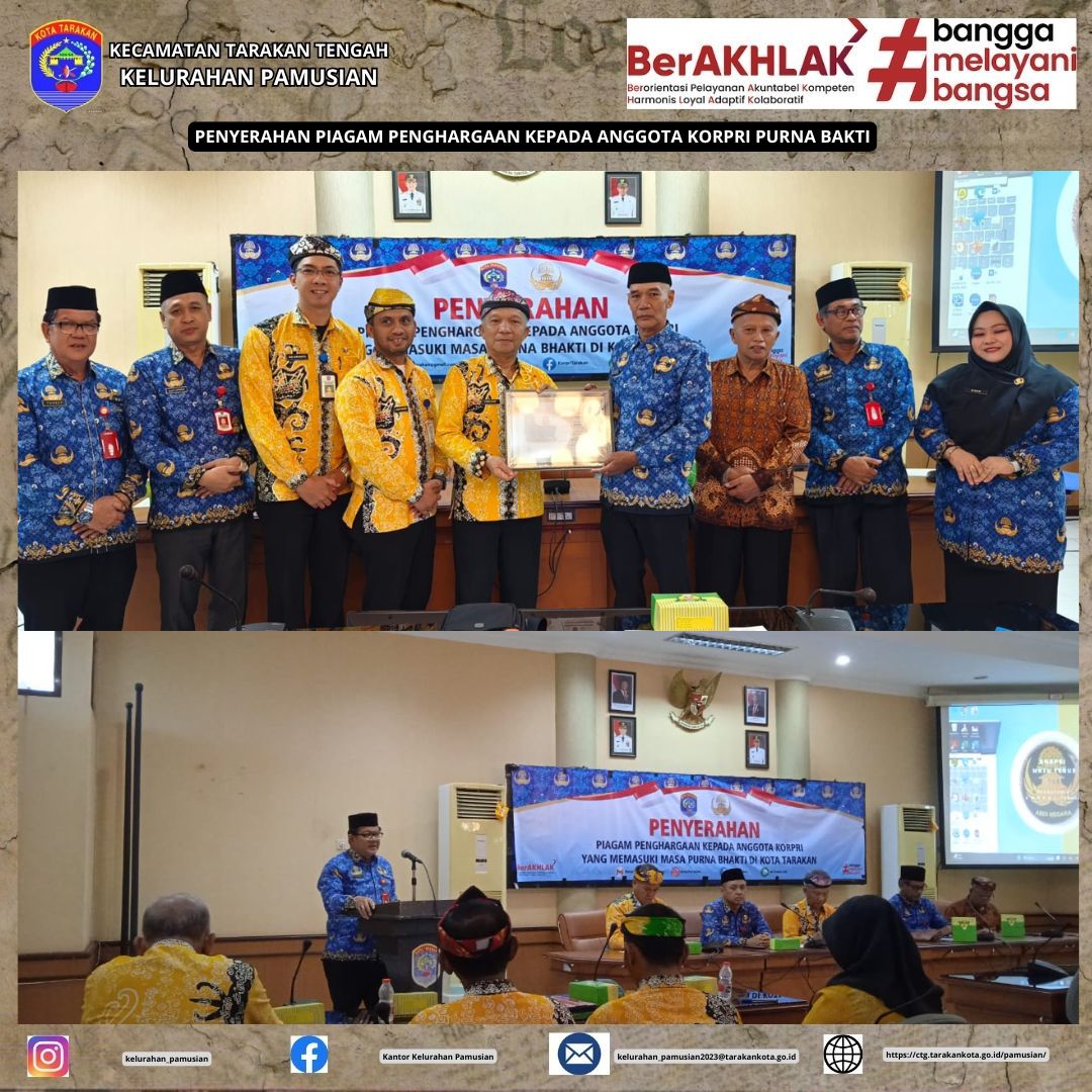PENYERAHAN PIAGAM PENGHARAAN KEPADA PAK ALKAF YANG MEMASUKI PURNA BAKTI