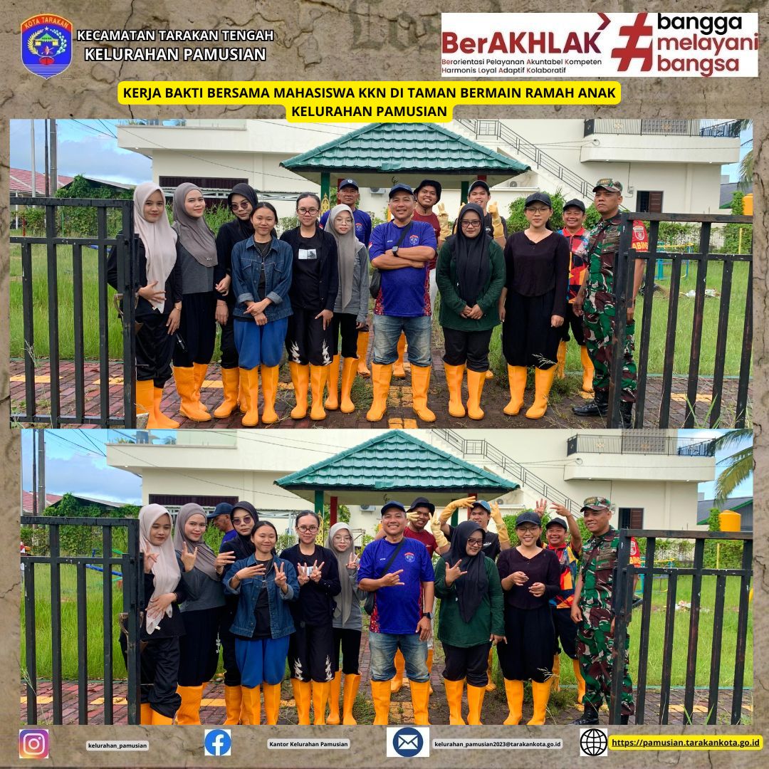 KERJA BAKTI BERSAMA MAHASISWA KKN UBT DI KELURAHAN PAMUSIAN