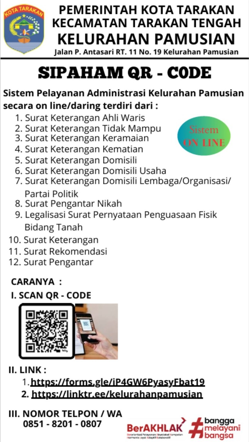 Infografis Layanan SI PAHAM QR-CODE